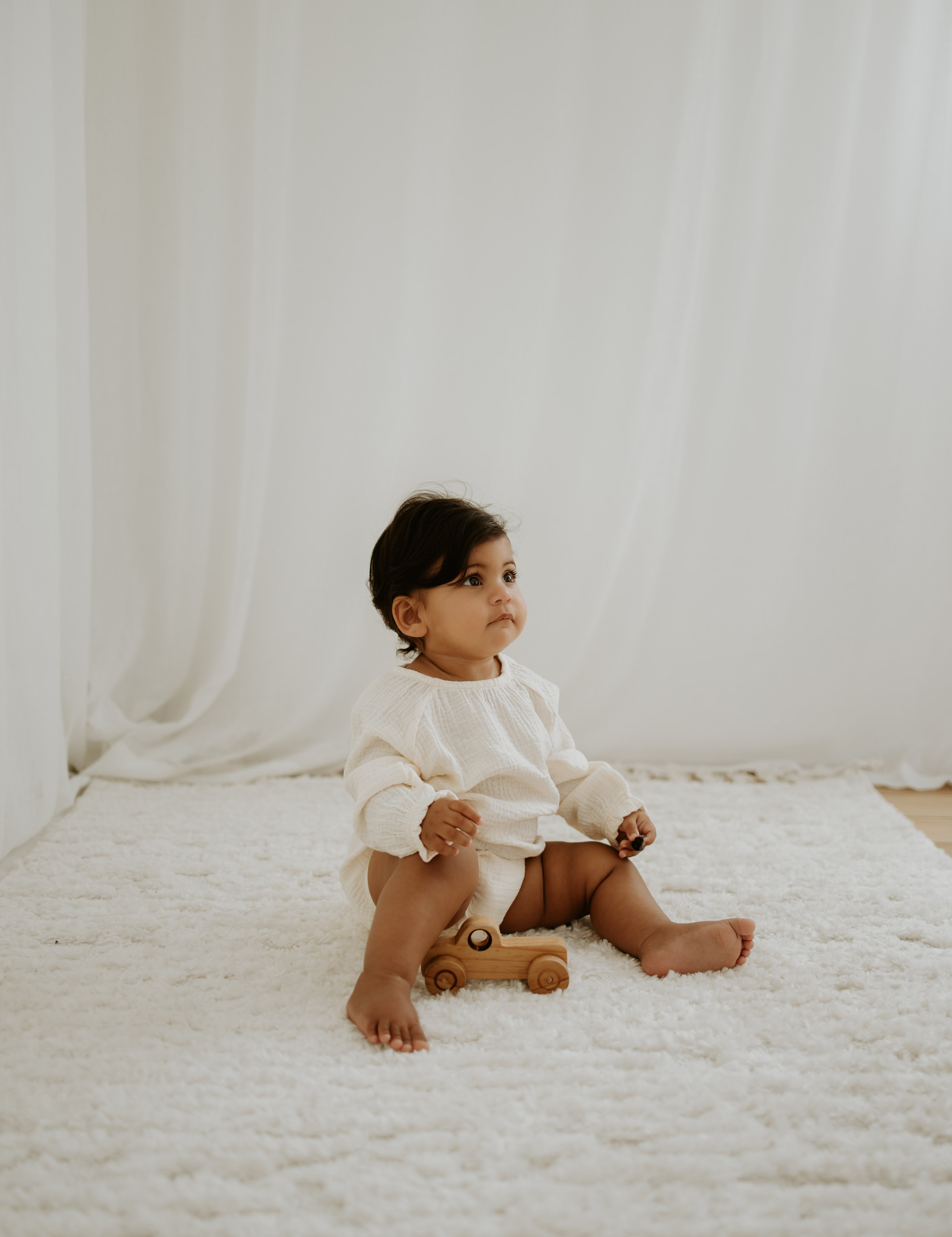 NOEM Muslin Full Sleeve Romper - Cream