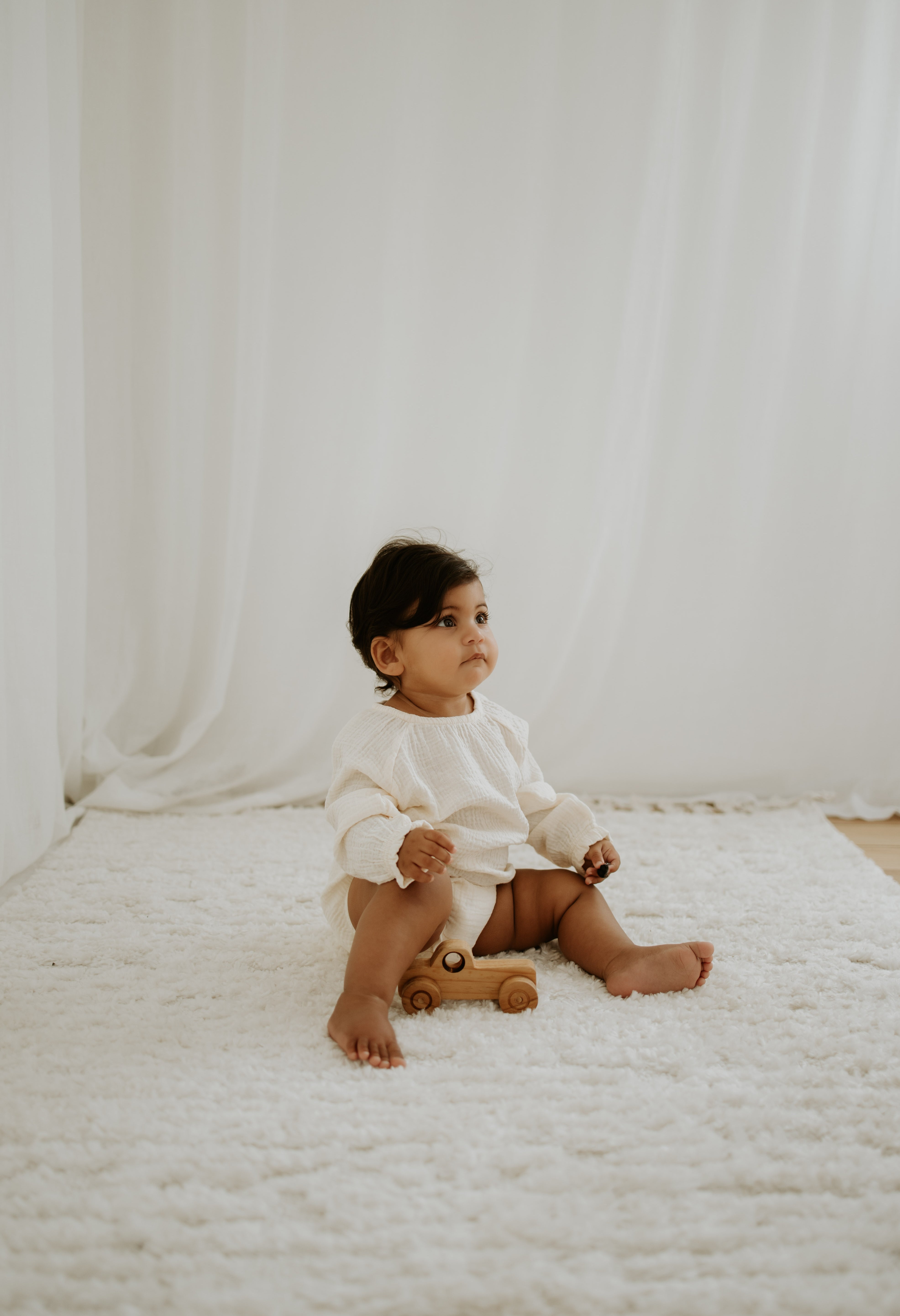 NOEM Muslin Full Sleeve Romper - Cream