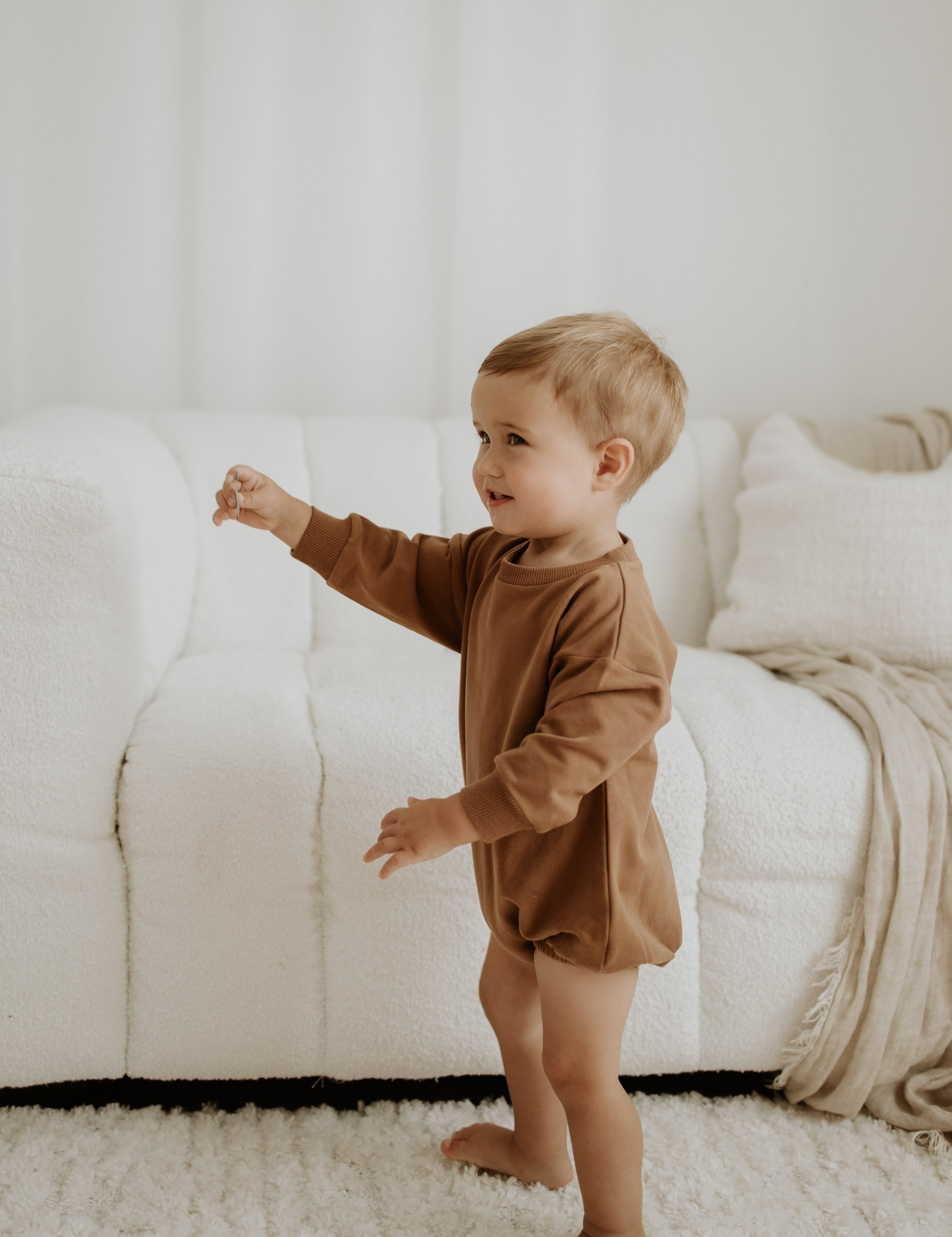 NOEM Pullover Bubble Romper - Brown