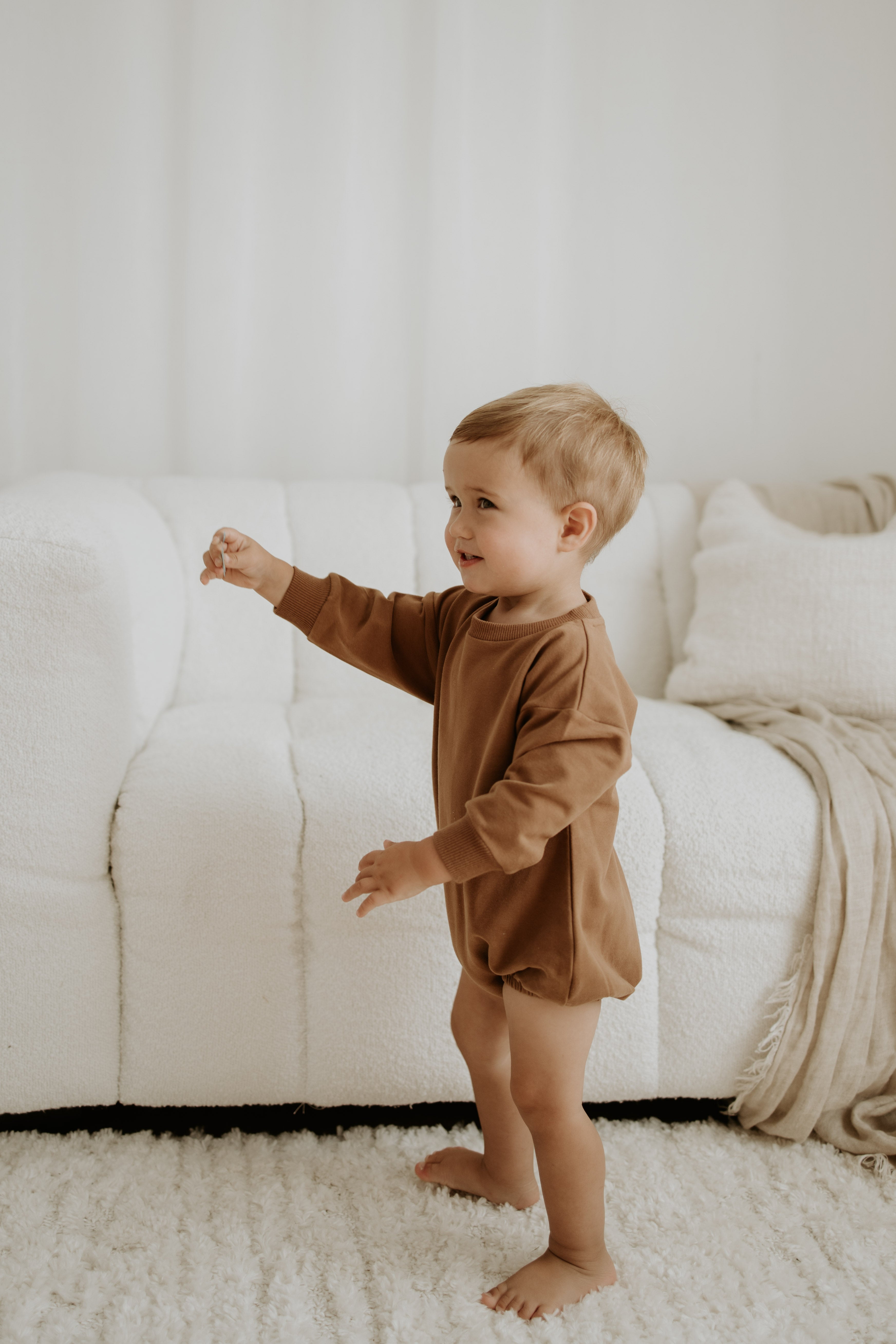 NOEM Pullover Bubble Romper - Brown