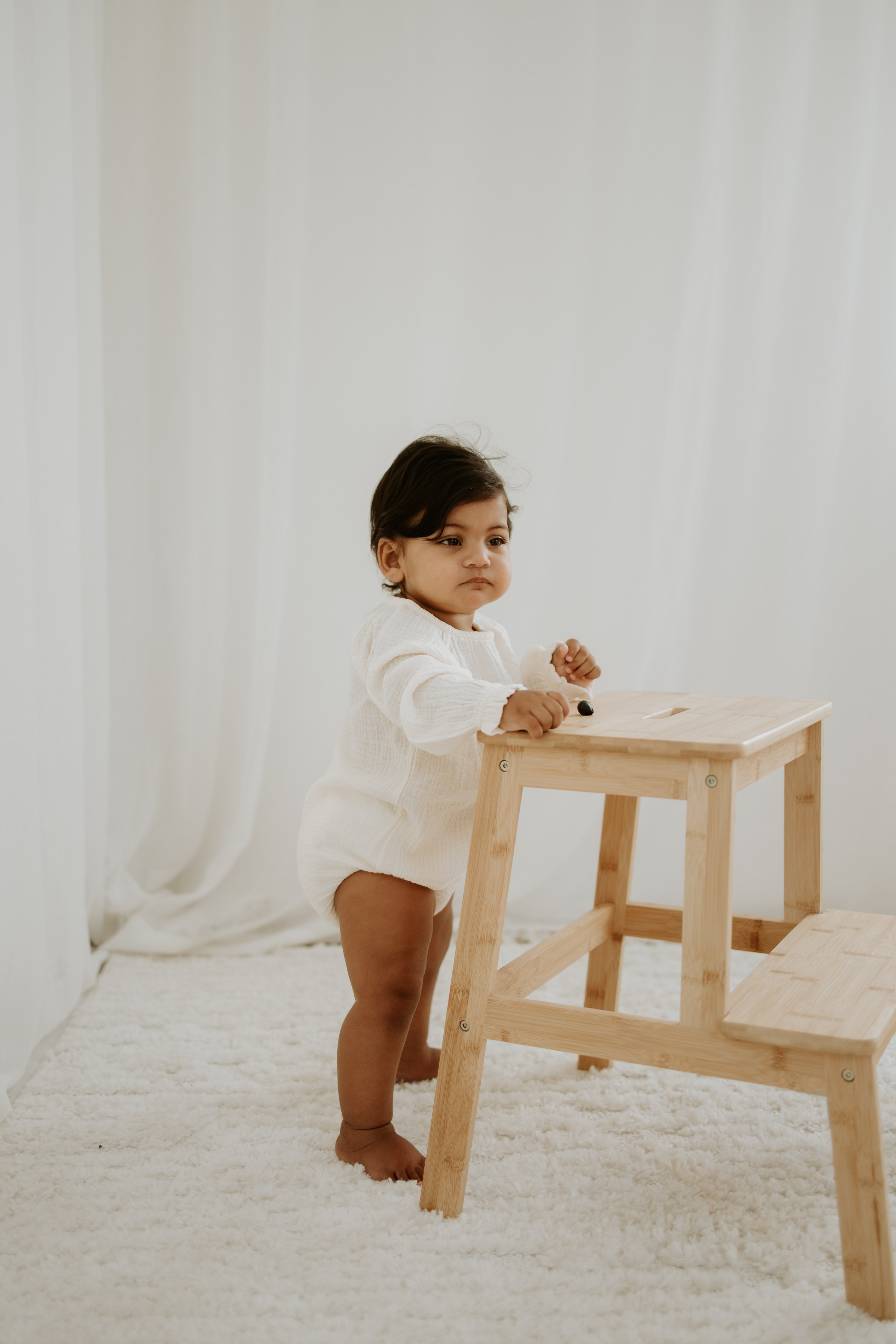 NOEM Muslin Full Sleeve Romper - Cream