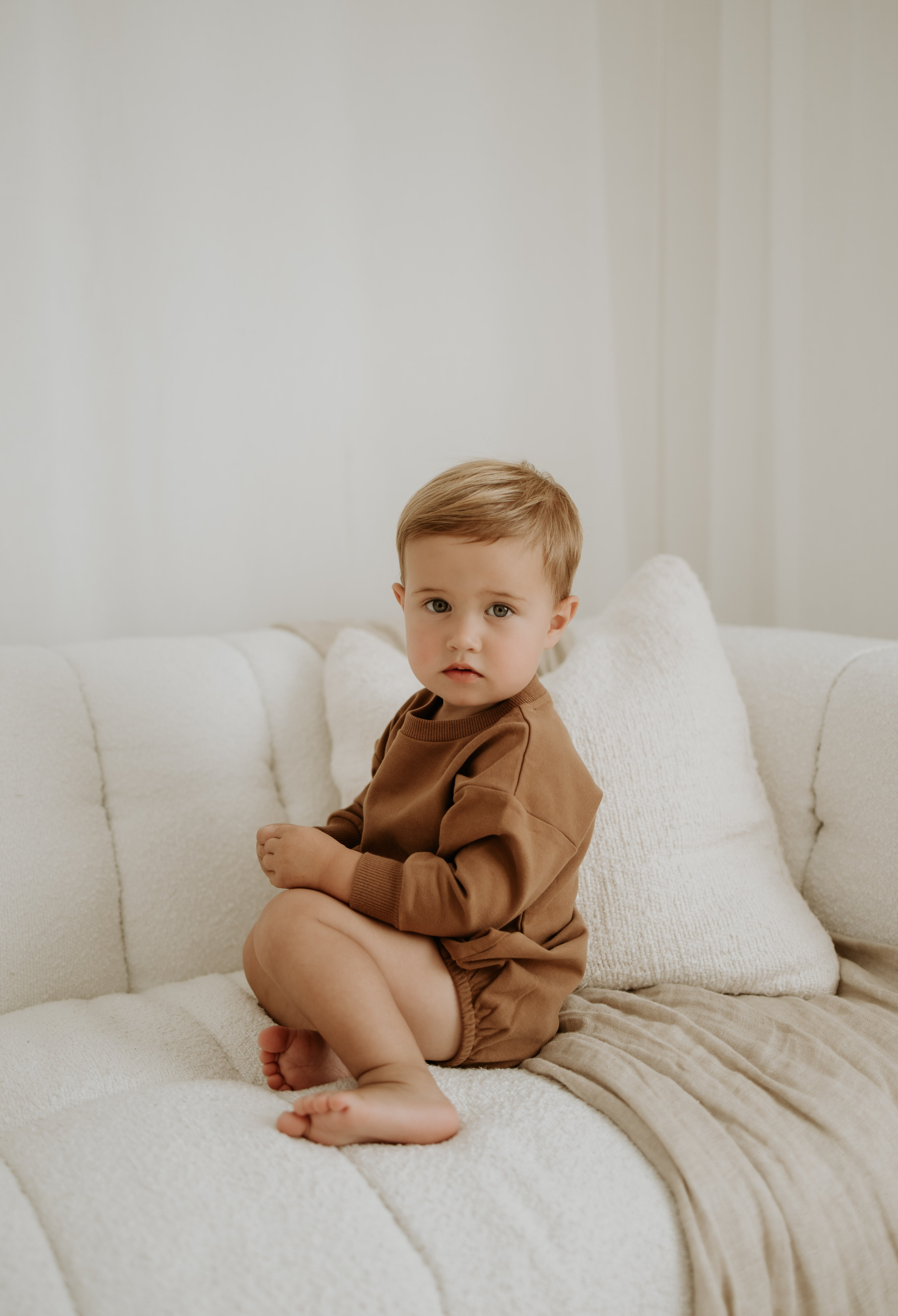 NOEM Pullover Bubble Romper - Brown