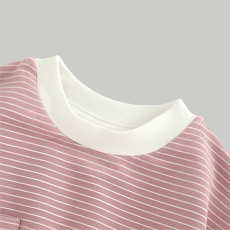 NOEM Striped Bubble Romper - Salmon