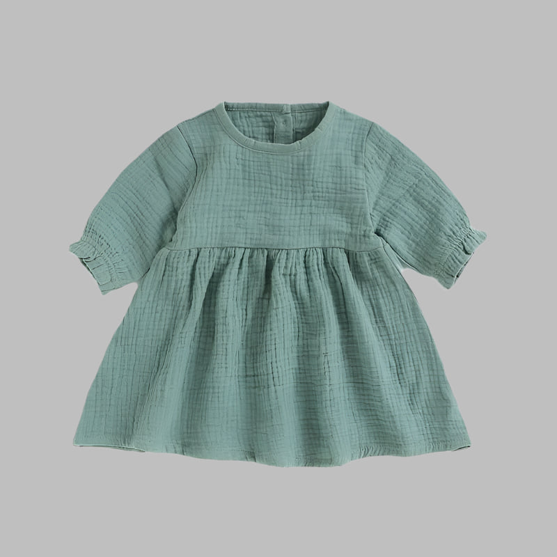 Muslin Full Sleeve Dress - Moss
