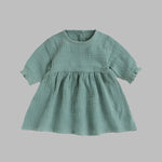 Muslin Full Sleeve Dress - Moss