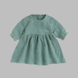 Muslin Full Sleeve Dress - Moss