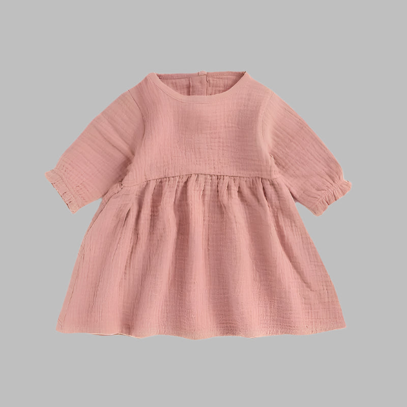 Muslin Full Sleeve Dress - Salmon