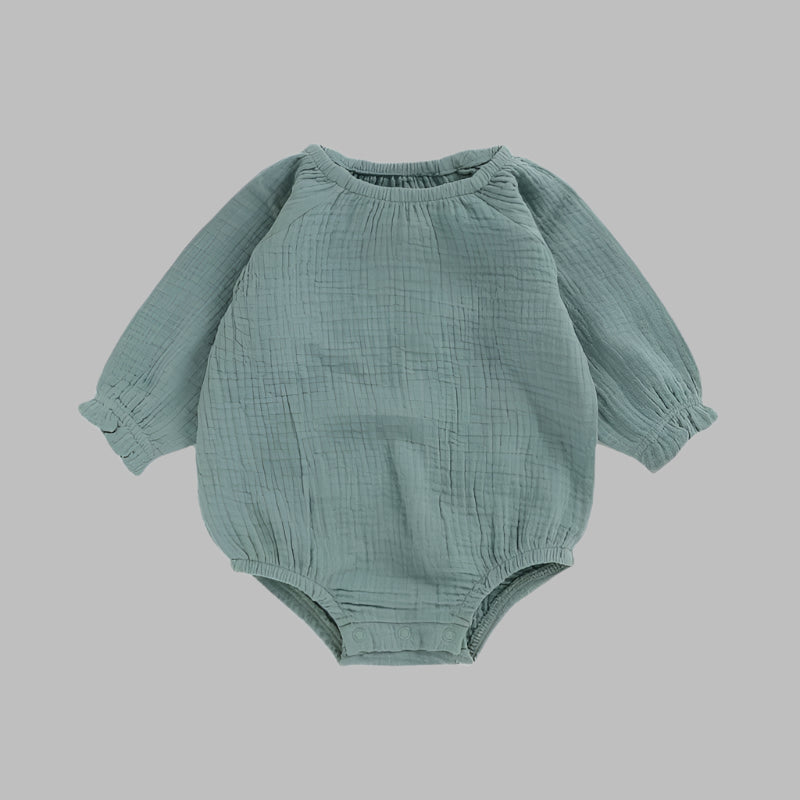 Muslin Full Sleeve Romper - Moss