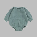 Muslin Full Sleeve Romper - Moss