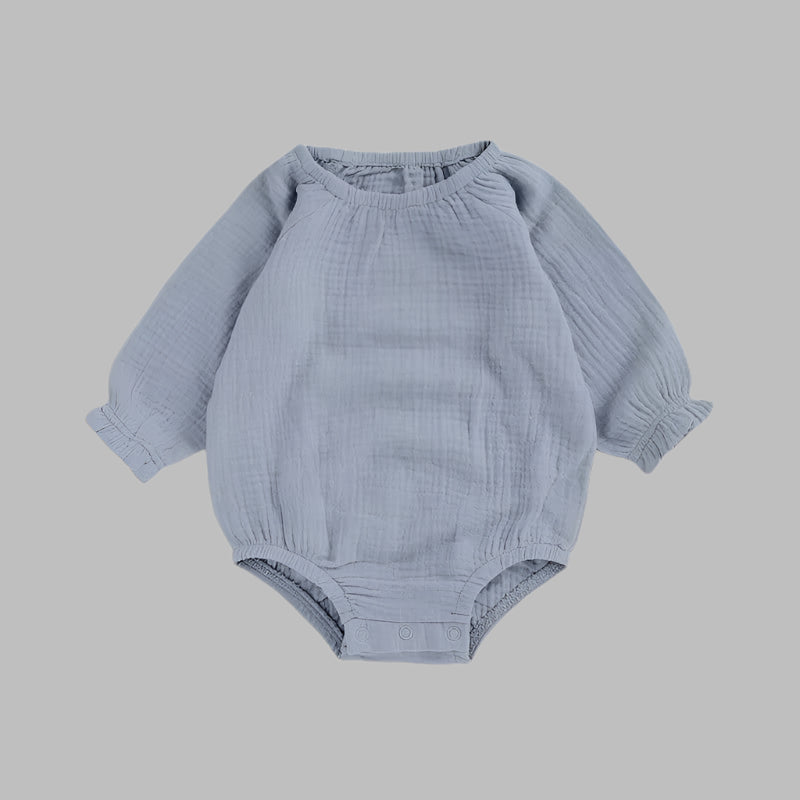 Muslin Full Sleeve Romper - Pebble