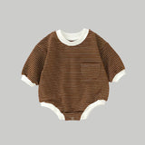 NOEM Striped Bubble Romper - Brown