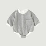 NOEM Striped Bubble Romper - Light Grey