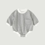 NOEM Striped Bubble Romper - Light Grey