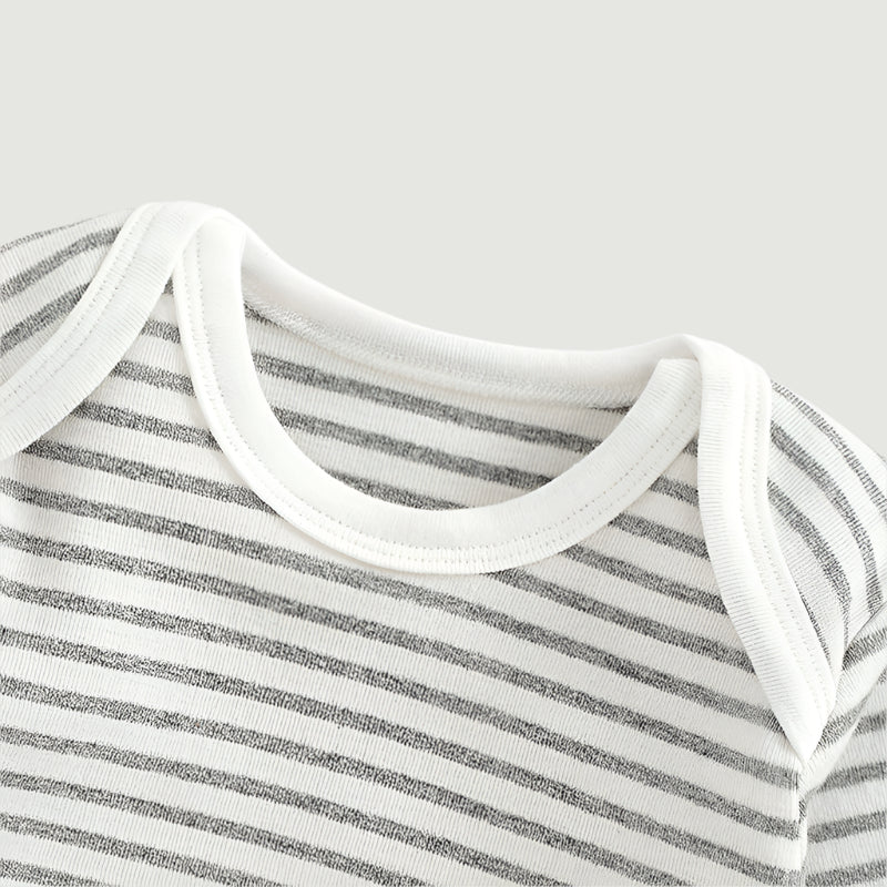NOEM Striped Romper - Light Grey 2