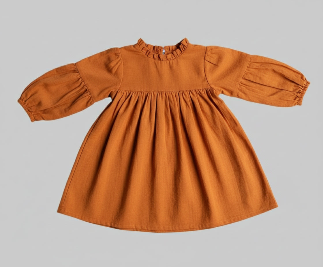 Balloon Sleeve Dress - Mustard